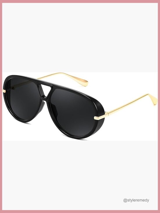 Oversized Aviator Sunglasses with Plastic & Metal Frame, UV400 Protection main image 6